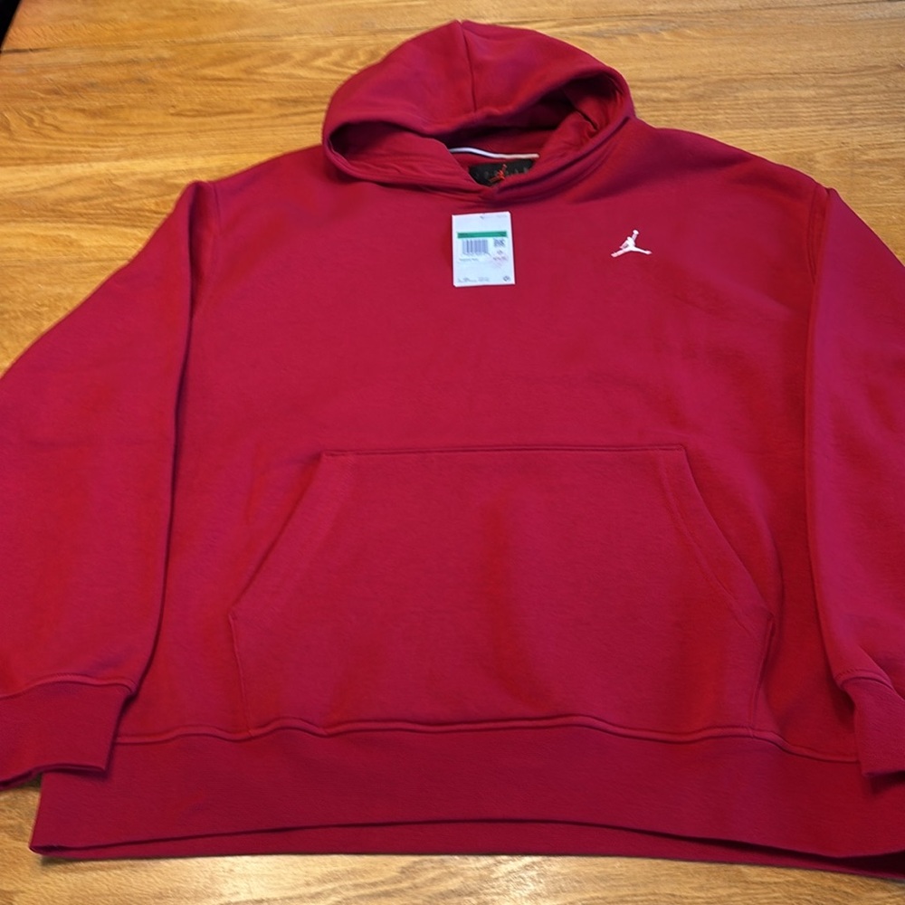 Jordan Red Hooded Sweatshirt with Small Jumpman Logo - Picture 7 of 7